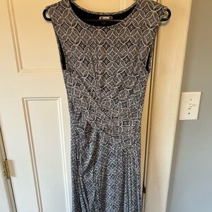 Kut from the Kloth Navy and White Geometric Midi Dress